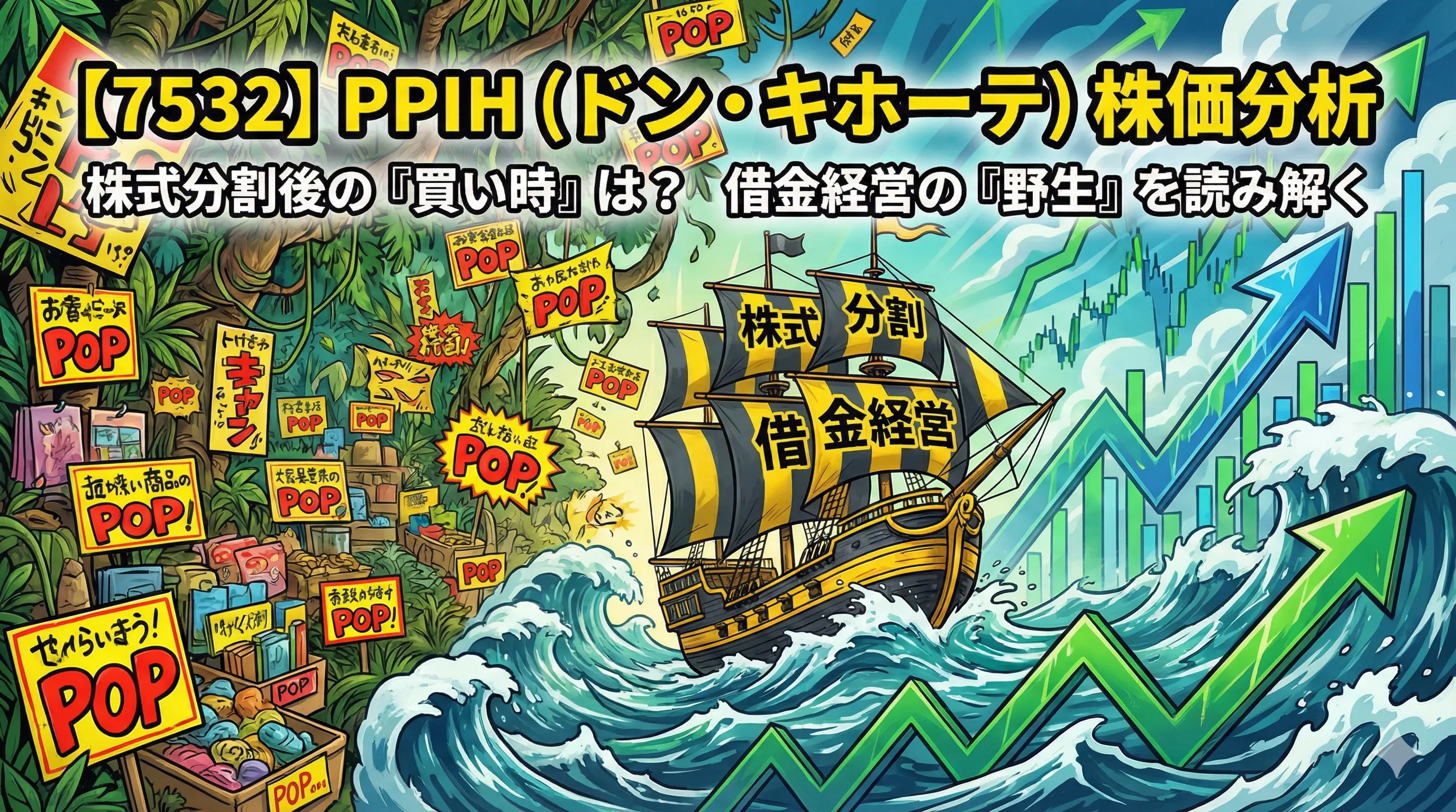 PPIH(ドン・キホーテ)の株価分析：株式分割後の今が買い時？借金経営の「野生」を読み解く